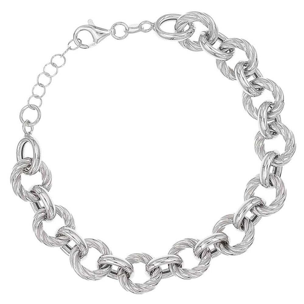 Silver Alternating Rope & Oval Link Chain Bracelet - Picture 4 of 4